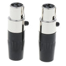 2 x 4 Pin XLR Female Cable Connector, Fit for Microphones, Black and Sliver