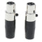 2 x 4 Pin XLR Female Cable Connector, Fit for Microphones, Black and Sliver