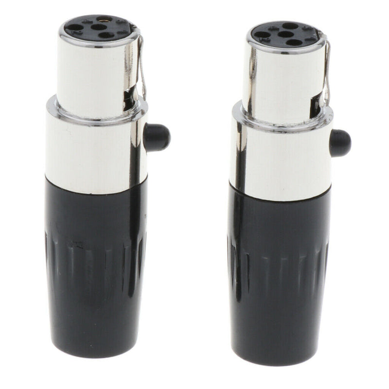 2 x 4 Pin XLR Female Cable Connector, Fit for Microphones, Black and Sliver