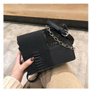 European Retro Fashion Square Bag Pu Leather Women's Designer Handbag Splic S7F9