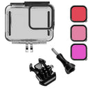 60M Waterproof Transparent Case with Lens Filter Kit for GoPro Hero 8 Black