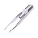 Stainless Steel Eyelashes Eyebrow Tweezer + LED Light