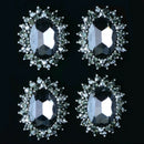 5x Alloy Crystal Oval Craft Button Jewelry Making Accessories Findings Black