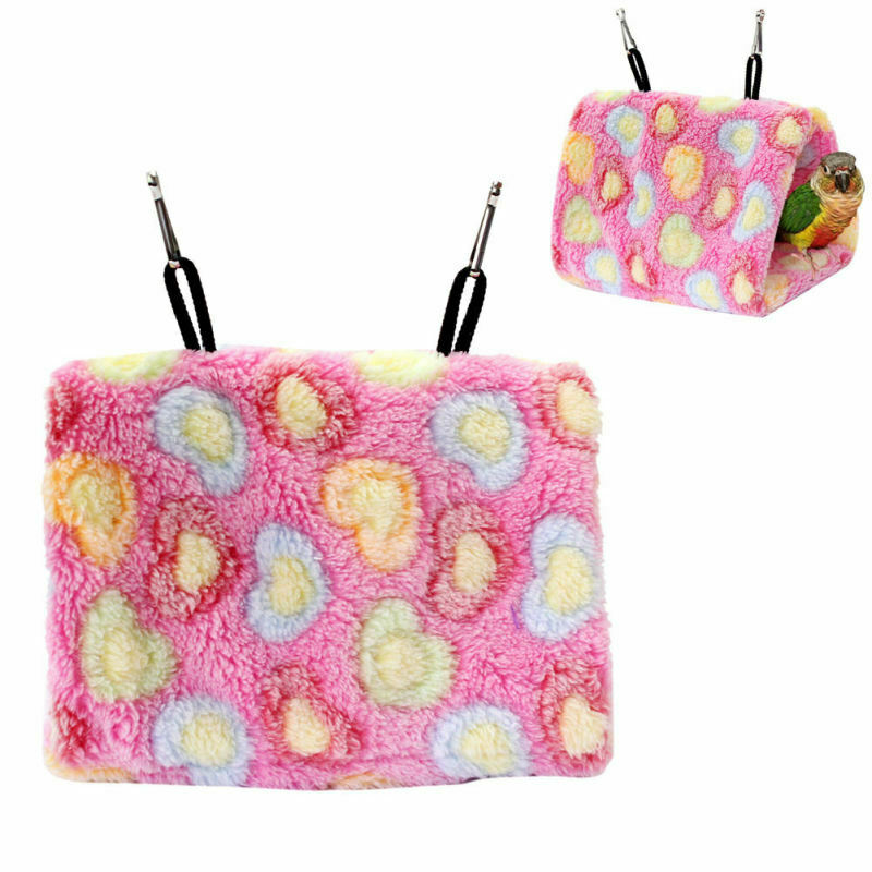 Bird Hammock Hanging Cave Cage Plush Snuggle Happy Hut Tent Bed Parrot EQW