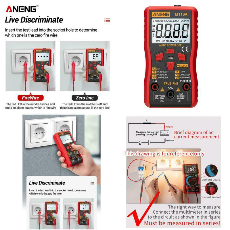 Digital LCD Multimeter Voltmeter Buzzer  Ammeter AC DC Current Circuit