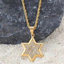 Stainless Steel Rhinestone Pendant Hexagonal Star Pendant Plating Trend Hip