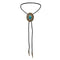 Men Bolo Tie Necklace Turquoise Stone Western Cowboy PU Leather Rope Necktie