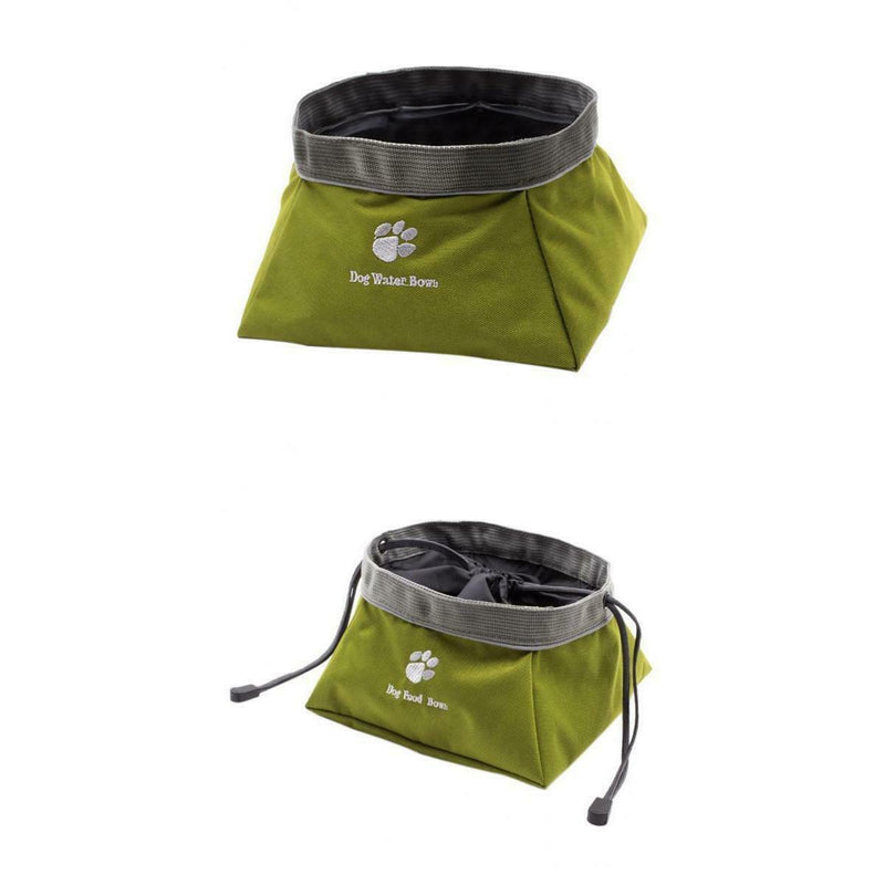 2-pc Travel Pet Bowls Collapsible Dul-use Water & Food Bowls for Dogs & Cats
