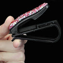 Pink Rhinestone Shining Car Sun Visor Glasses Clip Sunglass Holder Plastic  N9J3