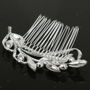 Elegant Leaf Design Rhinestone Hair Comb Wedding Party Bridal Hairdressing