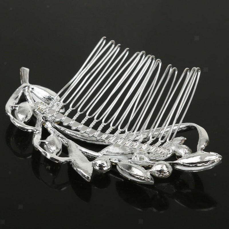 Elegant Leaf Design Rhinestone Hair Comb Wedding Party Bridal Hairdressing