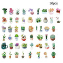 50pcs Paper Stickers Cactus Plants Succulent Diaries Planners Scrapbooking DIY
