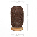 Usb LED Table Lamps Wooden Dimmable Rattan Ball Bulb Home Decor (Brown)