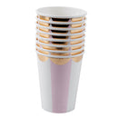 Gilding High-end Disposable Tableware Set Pink Striped Paper Plates Cups Na N8Z4