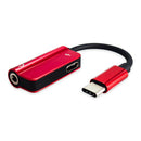 2X Type C to 3.5mm Jack Audio Adapter + USB-C Charging Cable Red
