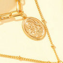 Multi Layer Coin Necklace Emerald Pendant Women Street Punk Clavicle Chain