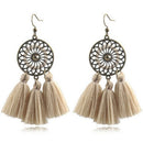 Bohemian Alloy Earrings European And American Handmade Fan-Shaped Long Tass
