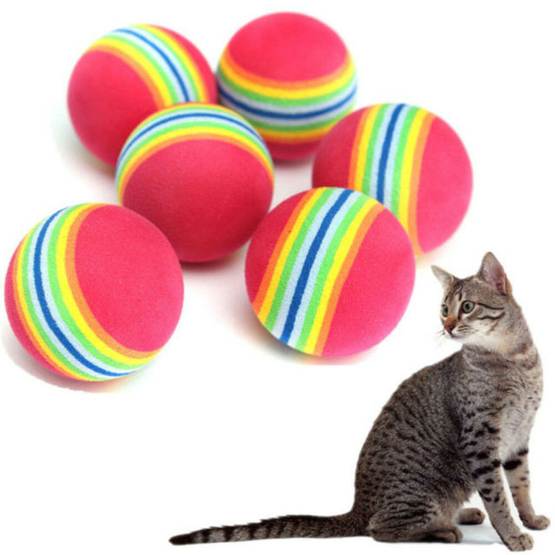 6pcs Pet Cat Kitten Soft Foam Colorful Rainbow Play Balls Funny Activity Toys