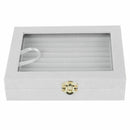 Velvet Glass Ring Earring Jewelry Display Organizer Box Tray Holder Storage O3H9
