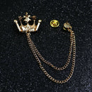 Charming Chain Brooch Crown Crystal Women Mens Tassel Brooch Pin Corsage