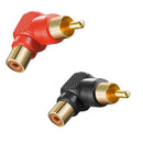 Red 5Pcs 90 Deg/Right Angle RCA Male to Female AV Adapters Cable Connector