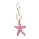 Pretty Sparkling Starfish Keychain Keyring Crystal Rhinestones Purse Pendan E9S4