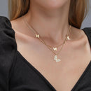 Double Layer Necklace Women Butterfly Pendant Alloy Clavicle Chain Jewelry