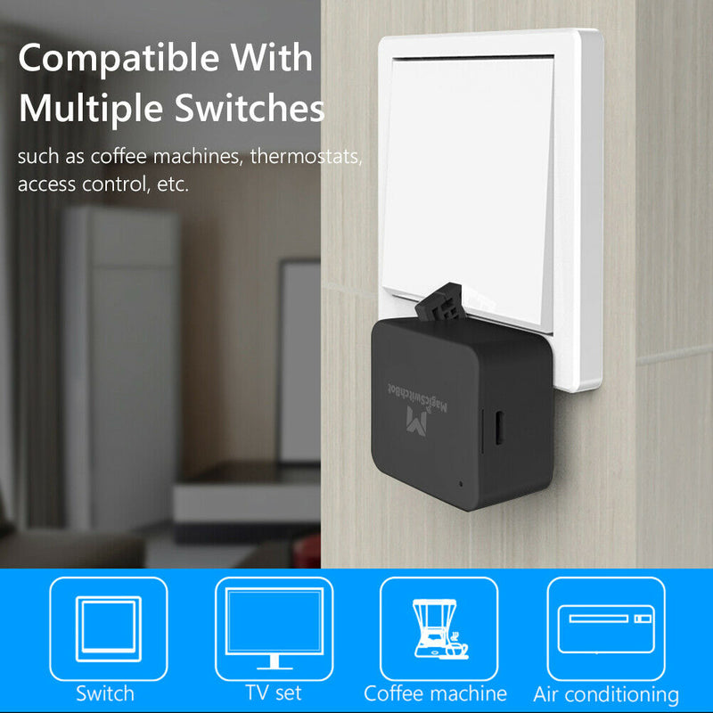 Bluetooth 5.0 Smart Button Pusher for Garage Wall Switch App Timer Black A