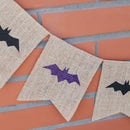 Halloween Bat Burlap Bunting Hessian Jute Fabric Banners Flags Bar Pennant
