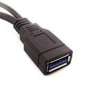 Black USB 3.0 Female to Dual USB Male Extra Power Data Y Extension Cable for