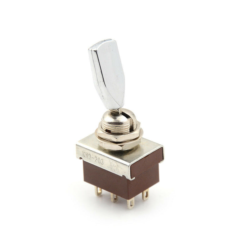 AC 250V 3A 3 Position ON/OFF/ON DPDT Flat Handle Toggle Switch N Bj