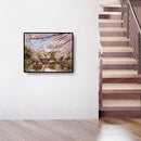 DIY Digital Oil Painting By Numbers River Peach Blossom Landscape Picture