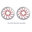 2 x MTB Bike Stainless Steel Disc Brake Rotor 160mm with 12 Bolts Set Red