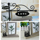 1X(European With Hydroponics 6 Inch Hanging Double-Sided Wood Photo Frame P