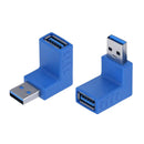 2 Pieces 90 Degree USB 3.0 up Down Male to Female Extension Adapter Coupler