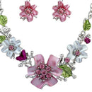 New Fashion Flowers Necklace Earrings Diamond Elegant Women Jewellery Set o S6V5