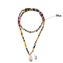 Women Boho Multicolor Beads Shell Necklace Doublelayer Clavicle Choker Jewe BX