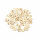 50 Pcs 4-Holes Mixed Wooden Flat Buttons Natural Color Round Sewing Scrapbooking