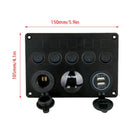 5 Sets Of On-Off Toggle Switch Control Panel Voltmeter Dual USB Combination I4A5