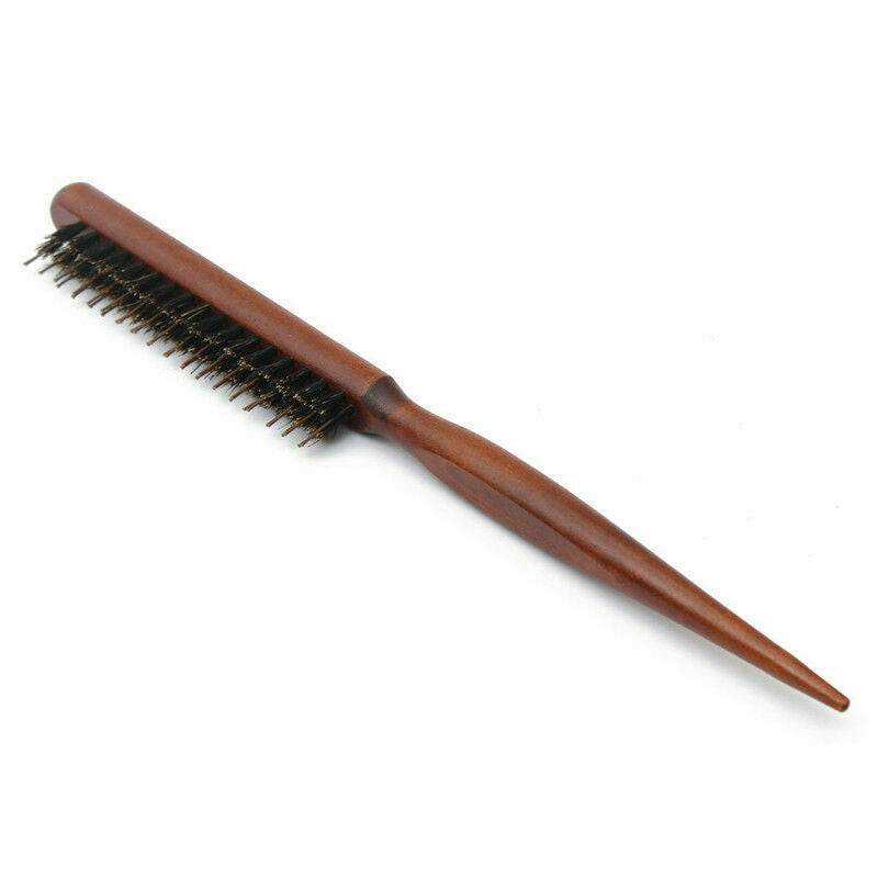 Wood Handle Natural Boar Bristle Hair Brush Fluffy Comb Hairdressing Barber I4A8