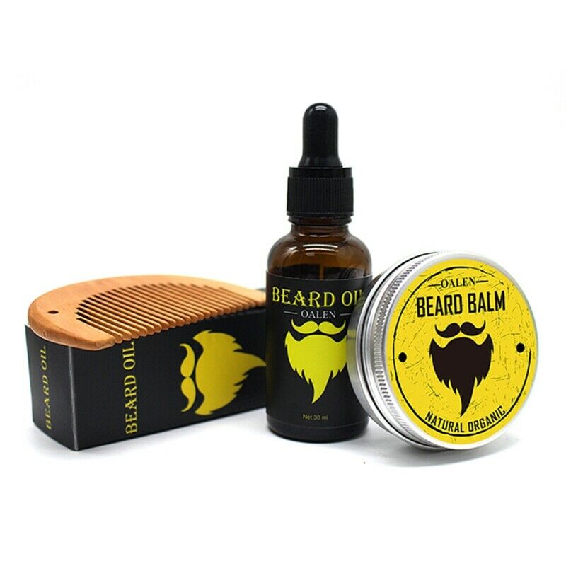 Oalen Beard Care Kit Balm Oil Beard Balm Beard Comb Beard Brush Beard Bag 1 Z7V3