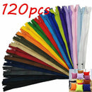 Nylon flash zippers in bulk for craft sewing tailor (20 colors) (lot of 120