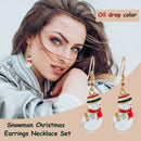 2pcs/set Christmas Snowman Dangles Earrings Pendant Necklace Women Jewelry A
