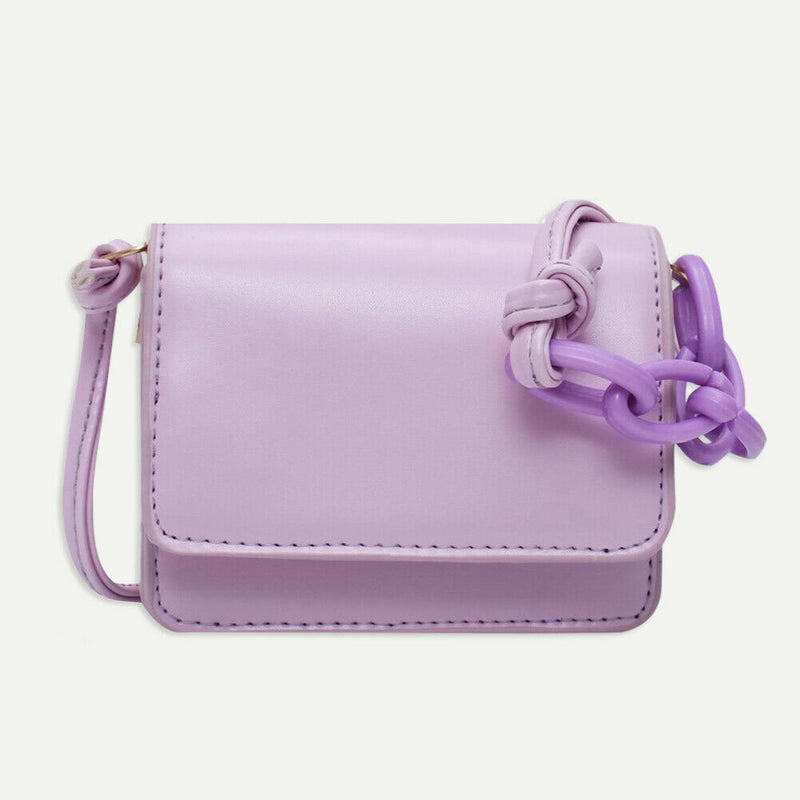 Leather Women Messenger Bag Mini Square Shoulder Satchel Handbags (Purple)