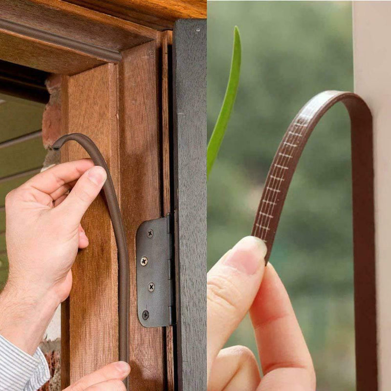 4pcs 20m Self Adhesive Rubber Seal Strip Soundproof for Door (Brown D-Typ) A