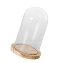 Decorative Glass Dome with Wooden Base - Cloche Bell Jar Display DIY Decor L