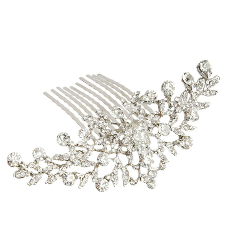 Bridal Wedding Flower Diamante Crystal Rhinestone Women Hair Comb Headpiece
