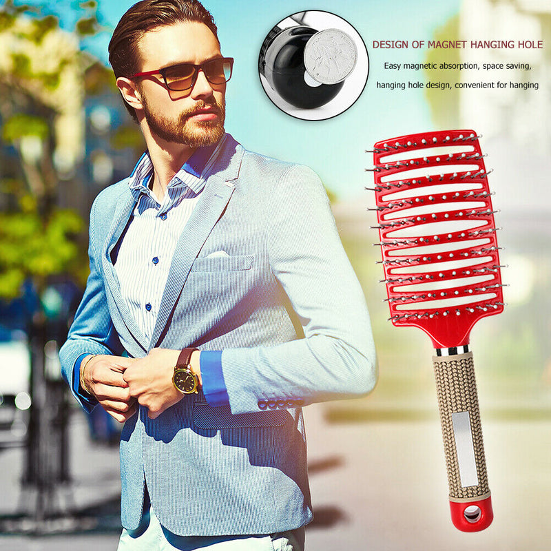 Hair Scalp Massage Comb Curly Detangle Hair Brush Hairdressing Tool (Red) A