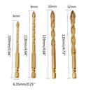 2X(4Pc 6Mm- 12Mm Hex Shank Titanium Tungsten Drill Bit Carbide Tile Glass C