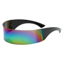 2 Pieces Fashion Futuristic Wrap Sunglasses Robotic Flat Top Glasses Eyewear